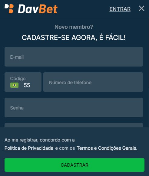 Betano criar conta